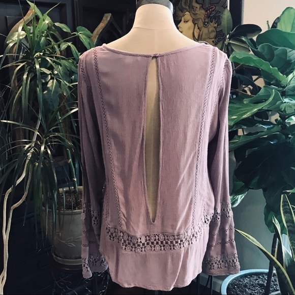 Buckle lavender boho lace peasant top - Picture 5 of 7